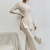 Women’s Ribbed V‑Neck Top & Pants Set by FitiqueFit
