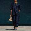 Women's Denim-Style Knit Top & Wide-Leg Pants Set – Casual 2-Piece by FitiqueFit