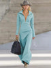 Zip Polo Collar Slim Long-Sleeve Maxi Dress | 4 Colors by FitiqueFit