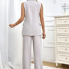 Women’s Sleeveless Wide Leg Pants Set – Solid Color, Elegant Two-Piece Outfit by FitiqueFit