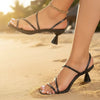 Women's Square Toe Chunky Heel Open-Toe Sandals – Cross Strap by FitiqueFit