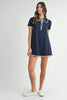 Ruffle Trimmed Collar Fine Knit Mini Dress For Women – Ruffle Mini Dress, Fine Knit Dress, Collar Dress, Feminine Mini Dress, Chic Knit Dress by Stevvex