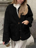 Modern Cozy Women Luxuriously Cozy Contrast Button Up Sherpa Jacket with Pockets For Fall & Winter by Stevvex