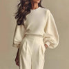 Women’s Round Neck Sweatshirt & Pants Set – Casual Long Sleeve Two-Piece Outfit by FitiqueFit