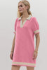 Trendy Contrast Short Sleeve Mini Dress Soft & Comfortable Casual Dress for Women by Stevvex
