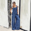 Women’s Crew Neck Sleeveless Wide-Leg Denim Jumpsuit by FitiqueFit