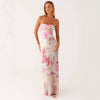 Printed Sleeveless Strap Bodycon Maxi Dress | High Waist by FitiqueFit