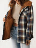 Plaid Snap Down Plush Hooded Jacket Soft & Warm Women Outerwear Cozy And Comfortable Jacket by Stevvex
