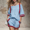 Women's Summer Contrast Color-Block Patchwork Shorts Set – 2-Piece by FitiqueFit