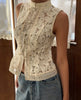 Lace Crochet Stand Collar Slim-Fit Sleeveless Top – 3 Colors, S–L by FitiqueFit