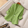 Women's Three-Quarter Sleeve Single-Button Casual Blazer by FitiqueFit