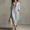 Striped Lapel Collar Dress – Side Slits & Pockets by FitiqueFit