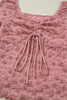 Peach Blossom Drawstring Knot Detail Floral Lace Blouse by Wild and Free Boutique