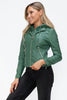 Women Classic Snobbish Faux Leather Zip-Up Drawstring Hooded Jacket Edgy & Casual PU Leather Jacket For Streetwear by Stevvex