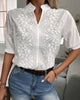 🌸 Women's V-Neck Stand Collar Embroidered Lace Blouse by FitiqueFit