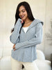 Culture Code Full Size Ribbed Zip Up Drawstring Hooded Jacket Women Trendy Jacket With Adjustable Hood For Women by Stevvex