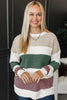 Brown Mixed Texture Knit Striped Colorblock Loose Sweater by Wild and Free Boutique