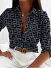 Women’s Stripe Print Long-Sleeve Blouse by FitiqueFit