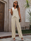 Button Down V-Neck Vest and Pants Set