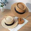 Adult Summer Straw Hat Fashion Casual Beach Fedora Hat Wide Brim Straw Hat Luxury Fedora Summer Packable Sun Hat Lightweight Women Beach Sun Hat Breathable Sun Hats For Women 56-58cm by Stevvex