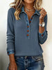 Full Size Denim Trim Button Detail Ribbed Knit Top Plus Size by Wild and Free Boutique