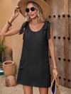 Scoop Neck Tie Shoulder Mini Dress