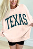 Apricot Pink TEXAS Letter Printed Mock Neck Baggy Sweatshirt by Wild and Free Boutique