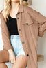 Retro Camel Full Size Drop Shoulder Jacket With Button-Up Design Women Jacket by Stevvex
