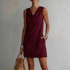Women's Off-Shoulder Sleeveless Dress – Casual Pullover Midi Dress by FitiqueFit
