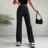 Women's High-Waisted Straight Flare Pants with Stitching Detail by FitiqueFit