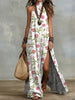 Women's Sleeveless Split Floral Print Maxi Dress by FitiqueFit