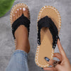 Toe Post Raw Hem Flat Sandals