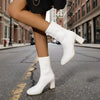 Knitted Round-Toe Sock Boots — High Heel Booties Women by FitiqueFit