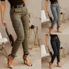 Ankle-length Low-rise Solid-color Cargo Pants With Pockets These Are Slim-fit Leggings by My Store