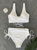 Bikini Twist Front V Neck High Waist 2 Piece Bikini Set for Women – Stretchy Tie Back Swimsuit with Drawstring Lace Up and Comfortable Fit – Trendy Solid Color Swimwear for Beach Days Pool Parties and Summer Vacations by Stevvex