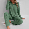 Women’s Ribbed Long Sleeve Top and Pants Loungewear Set by FitiqueFit