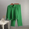 Solid Color Lapel Sweater Set for Women by FitiqueFit