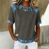 Patchwork Knitted Shirt Short-Sleeve Lapel Button-Up Shirt For Women by FitiqueFit
