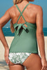 Four Leaf Clover O-ring Knot Back Straps Ricrac Trim V Neck Tankini Contrast Printed Swim Short 2pcs Set by Wild and Free Boutique