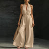Women’s V-Neck Halter Neck Wide-Leg Jumpsuit by FitiqueFit