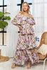 Layered Floral Off-Shoulder Short Sleeve Maxi Dress – Elegant Off-Shoulder Maxi Dress with Layered Floral Pattern for a Romantic Look by Stevvex