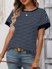 Striped Ribbed Knit Short Sleeve T-Shirt by Simply Love