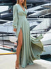 Plus Size Surplice Long Sleeve Slit Maxi Dress by Wild and Free Boutique