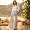 Women's High-Waist Pleated Wide-Leg Pants – Relaxed Bohemian Linen by FitiqueFit