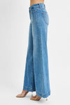RISEN Plus Size Mid Rise Wide Leg Jeans With Patch Pockets