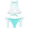 Turquoise Checkered 2 Piece String Bikini by Neon Spur