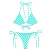Turquoise Checkered 2 Piece String Bikini by Neon Spur