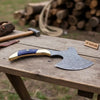 Damascus Steel Bushcraft Axe with Hardwood Handle & Leather Sheath by JW SteelCrafts