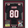 Framed Autographed/Signed Andre Rison 35x39 Atlanta Black Football Jersey Beckett BAS COA by Hall of Fame Sports Memorabilia