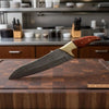 13" Overall Damascus Gyuto Chef Knife – Red Pakka Wood Handle and Brass Bolster by JW SteelCrafts